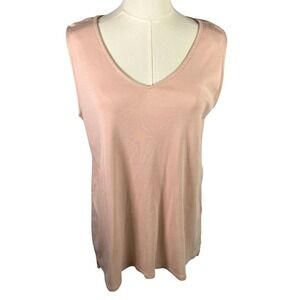 J.Jill Pima V Neck Tank Top Womens Size M Baby Pink Sleeveless Casual Clean Girl
